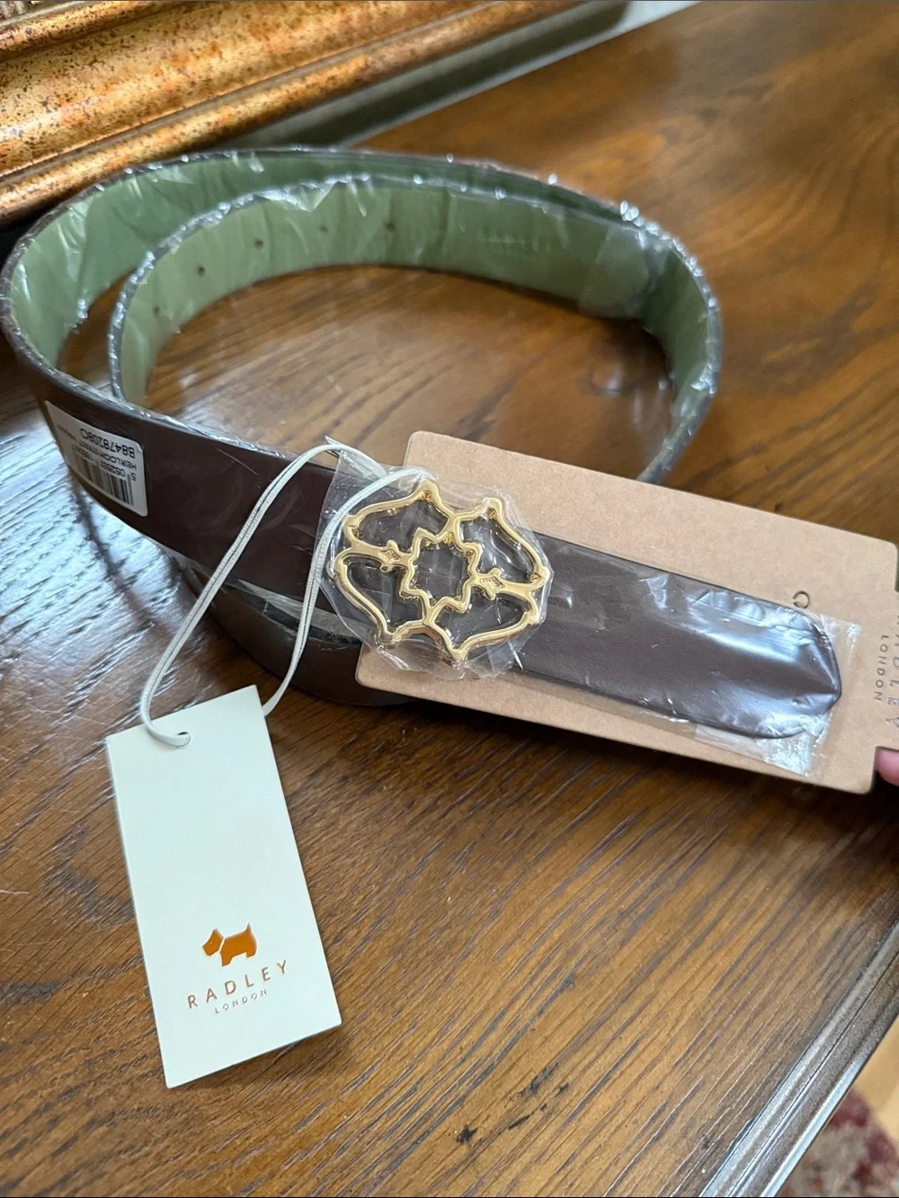 RADLEY LONDON Adjustable Dark Brown Leather Belt with Gold Buckle.